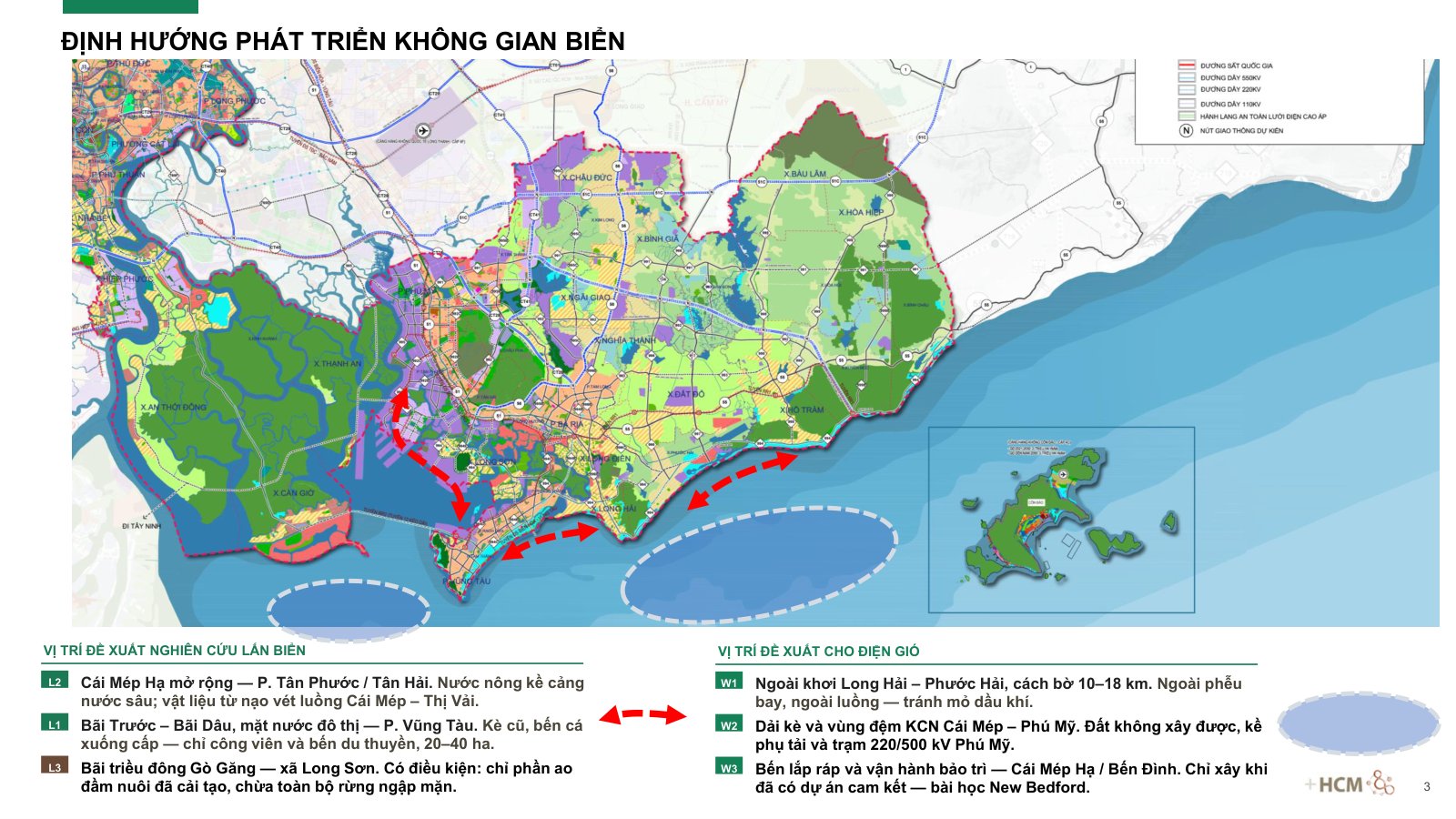 Định hướng không gian biển TP.HCM với vị trí nghiên cứu lấn biển và điện gió